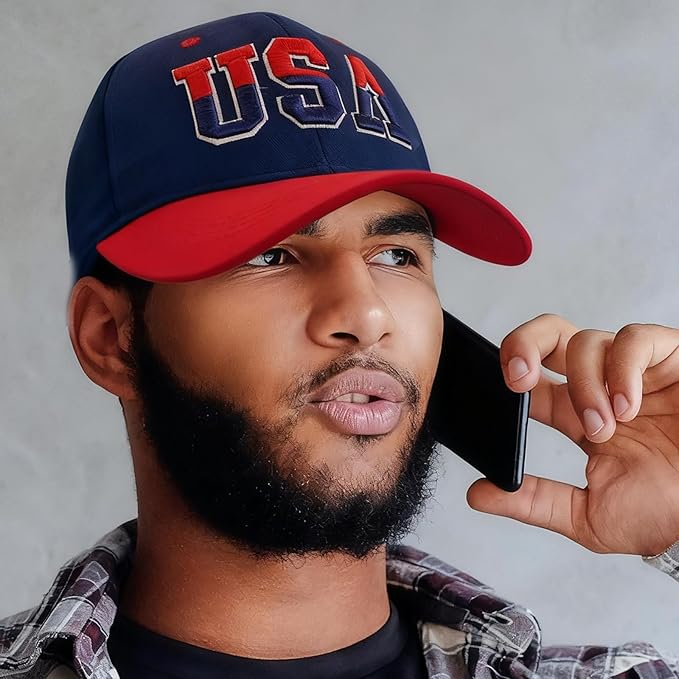 American Flag Patriotic Baseball Cap | Embroidered USA Flag 100% Cotton Adjustable Hat for Men & Women