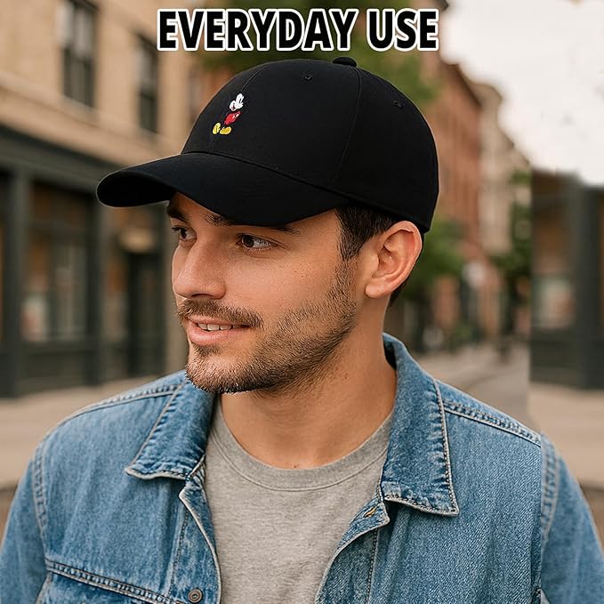 Disney Mens Baseball Cap, Mickey Mouse Adjustable Hat for Adult
