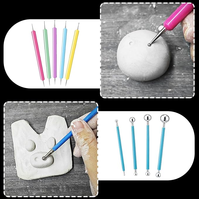 EIGTWEN 100ml Air Dry Clay Glaze and 29pcs Clay tools kit, Gloss Clay Varnish - Image 3