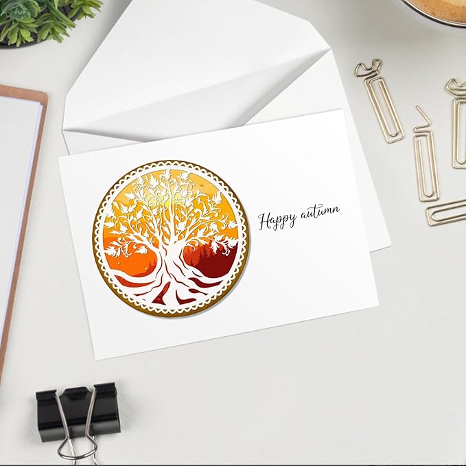 Tree Frame Metal Cutting Dies for Card Making, Tree Leaves Round Frame Die Cuts - Image 5