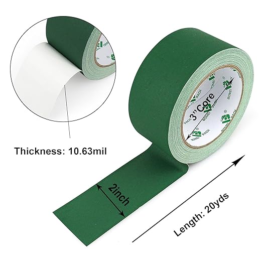 BOMEI PACK 1 Pack Dark Green Gaffer Tape 2inch x 20yds, Matte Non-Reflective - Image 3