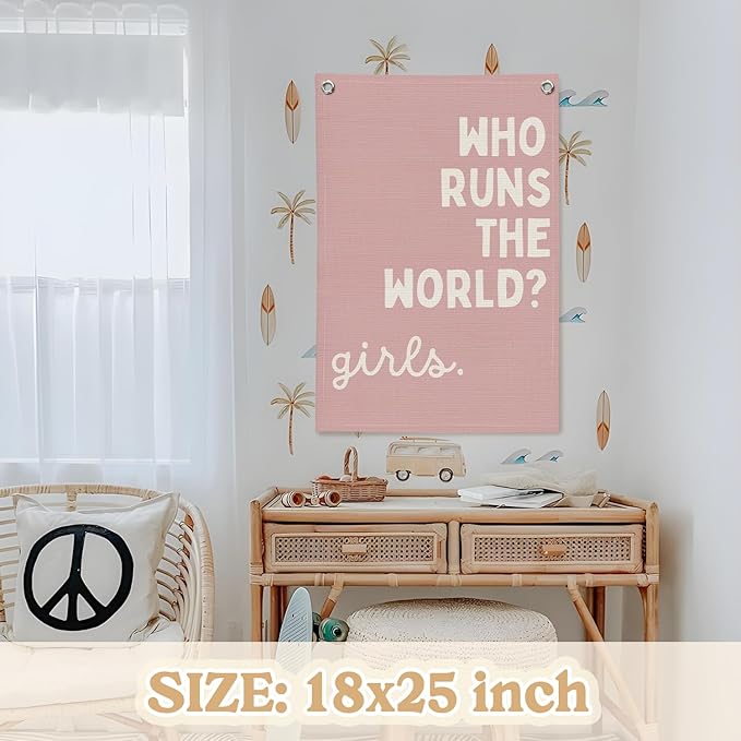 Girls Room Decor for Nursery Decor Linen Canvas Banner, Inspirational Wall - Image 2