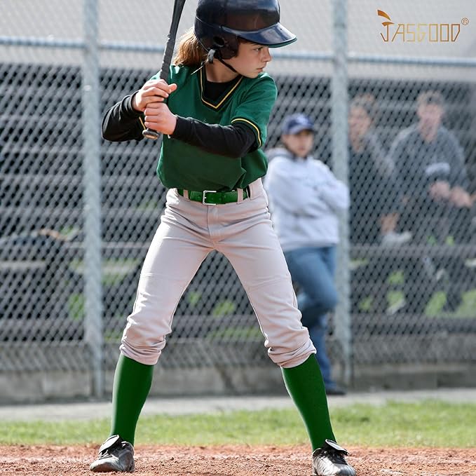 JASGOOD 2 Pack Baseball Socks and Belt Combo Set Softball Socks and Belts Elastic Waist Belt for Youth and Adult Boys