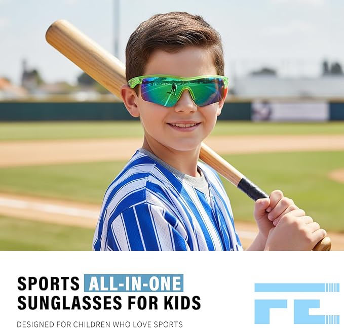 FEISEDY Kids Teens Baseball Polarized Sunglasses Sports TR90 Frame Boys Girls Cycling B2454