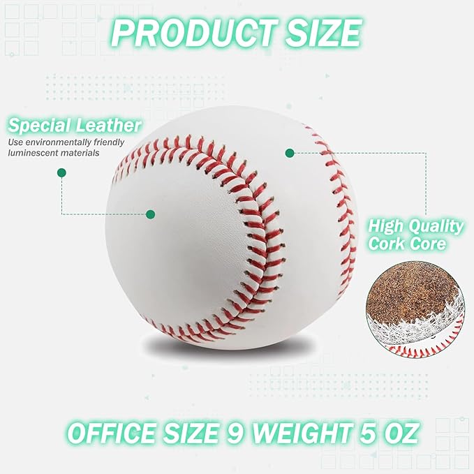 Baseballs, Practice Baseballs, Baseball for Youth Teenager/Adults Players Training Ball, Safe Throwing for Indoor/Outdoor, Batting Practice