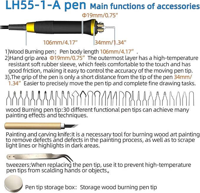 LH55-1 wood burning kit, wood burning tool, digitally adjustable temperature - Image 3