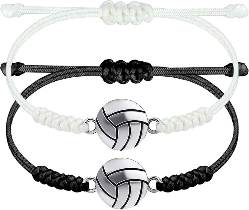 SmileBelle 2 PCS Sport Bracelets, Graduation Bracelets Volleyball Soccer Gifts Baseball Basketball Bracelet Football Jewelry for Son Daughter Fans as Sport Accessories Jewelry