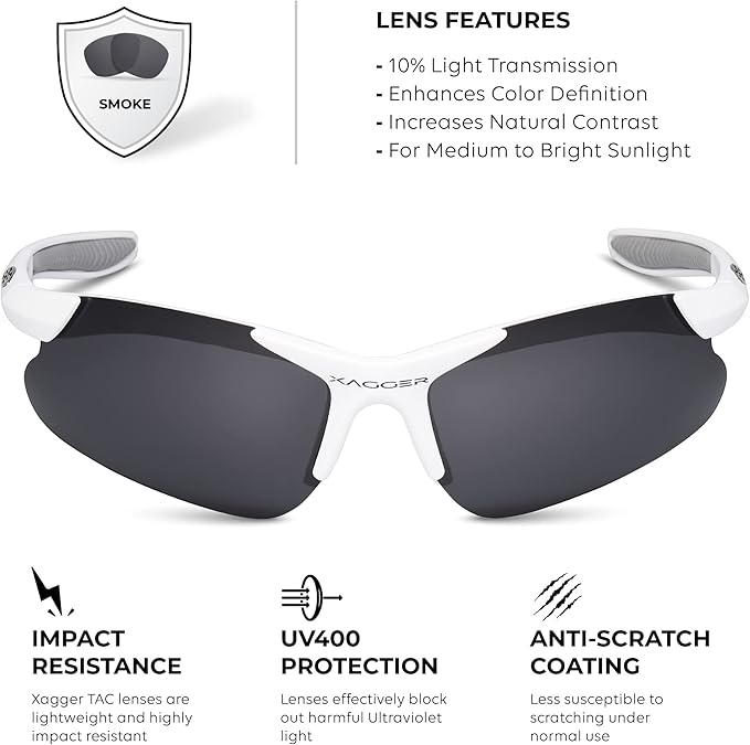 Xagger Kids Youth Polarized Sports Sunglasses for Boys Girls Baseball Softball Glasses TR90 Frame