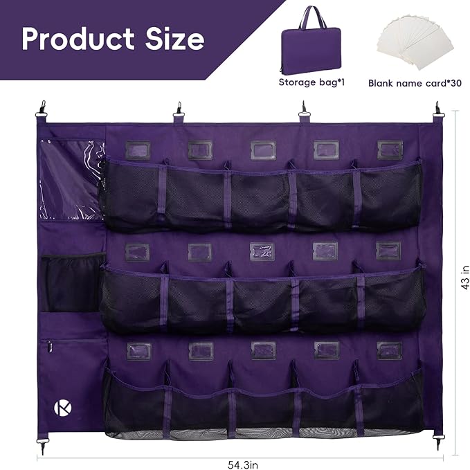 KAVIGOR Baseball/Softball Dugout Organizer - 15+ Helmet & Glove Storage Bag, Military-Grade 900D Fabric & 6 Reinforced Steel Hooks