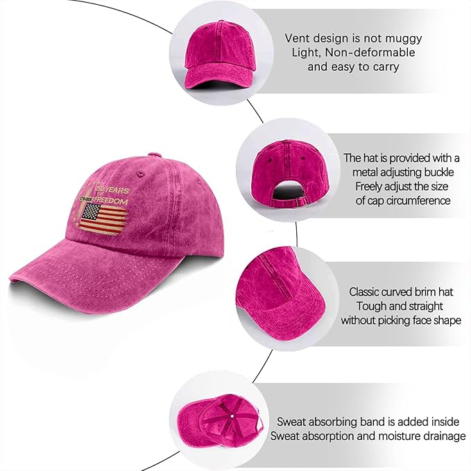 US 250 Years Freedoms 1776-2026 250th Birthday Embroidered Hats Garde Cap for Him