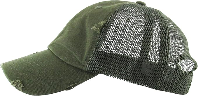 Funky Junque Trucker Hat for Women – Distressed Low Profile Western Camo Baseball Cap with Mesh, Trendy and Adjustable Fit