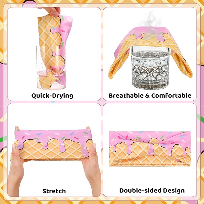 Ice Cream Baseball Headband and Ice Cream Sock Sports Elastic Sweatband Funny Sports Baseball Gifts for Youth Teen Women Men Athletes Football Basketball Running Gym Party Favors