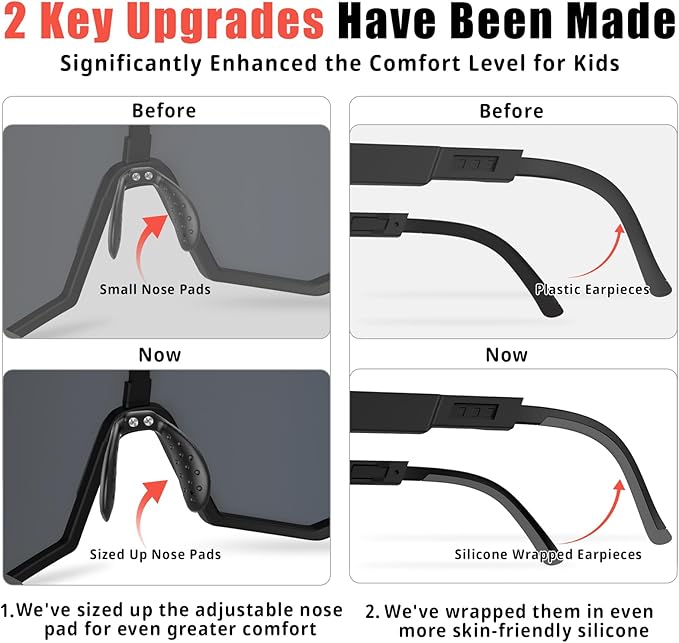 X-TIGER Polarized Youth Baseball Sunglasses UV400 Kids Sunglasses Boys Girls 8-12 Youth for Softball Cycling Sports Glasses