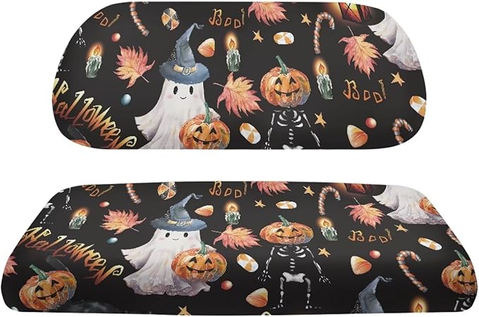 Yewatlles Halloween Ghost Golf Cart Seat Covers Kit, Fit for Club Car Precedent Ordinary Front Seat Cushion, Golf Cart Polyester Seat Cover, No Nails Required