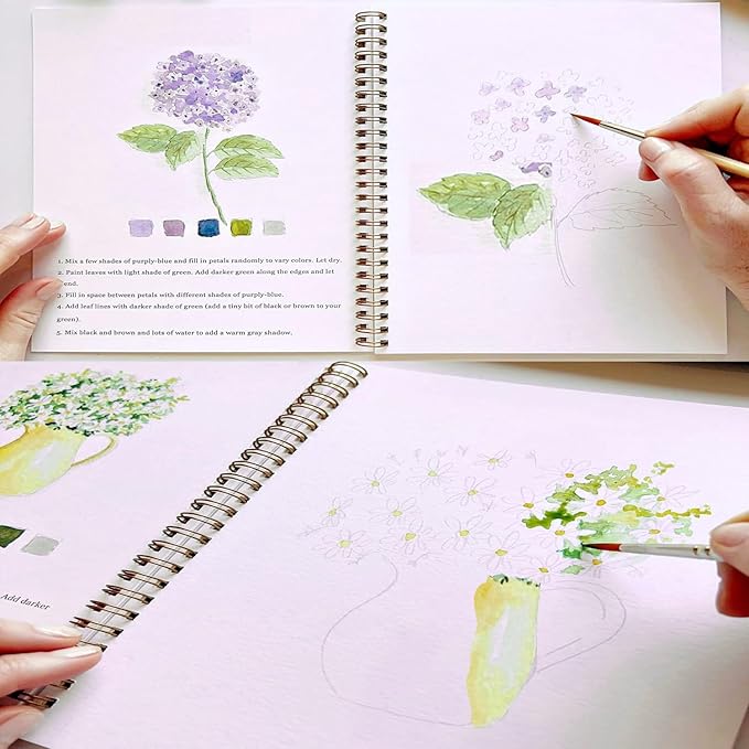 Watercolor Workbooks, Beginner Watercolor Painting Kit – 12 Colors Paint Set - Image 5