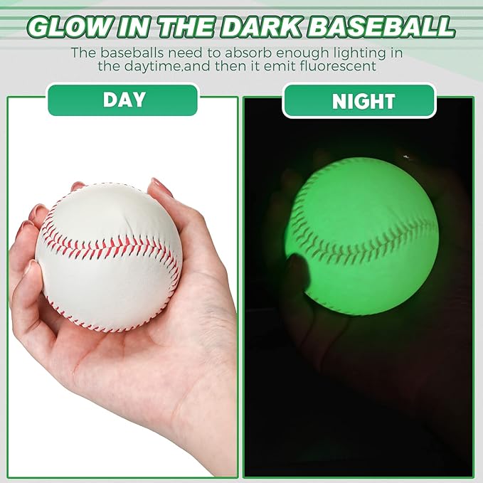 3 Pack Glow in The Dark Baseball Light up Baseball Official Size Ball Glow Balls for Games, Gift for Boys, Girls & Fans - Outdoor Activity Accessories