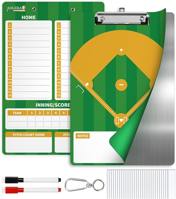 AOLEBA Baseball Lineup Board for Dugout,Dry Erase Magnetic Metal Baseball Clipboard for Coaches