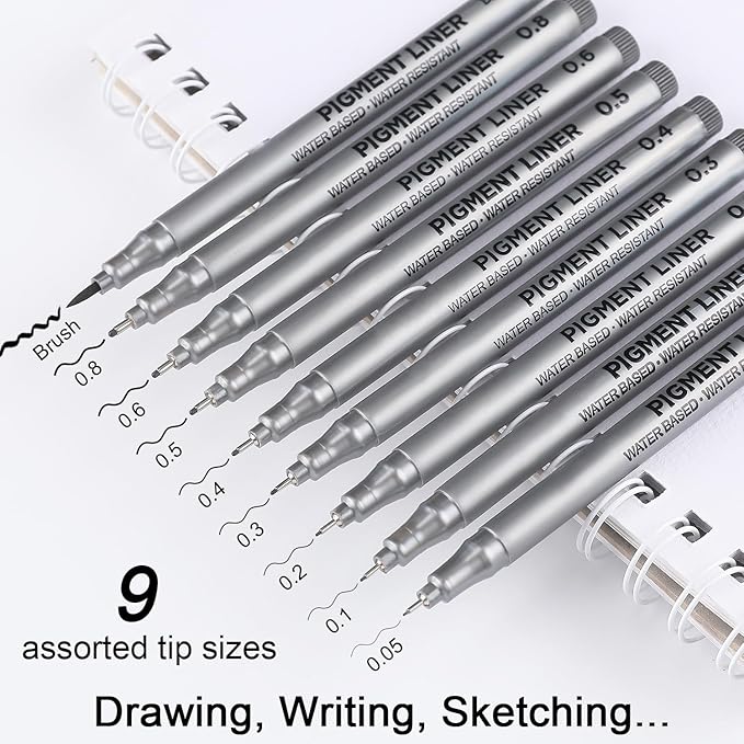 Dyvicl Micro-Pen Fineliner Pens, Journaling, 9 Pack - Image 2