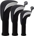 Golf Club Head Covers for Woods 3/4/5/6 Pieces Long Neck Mesh Sports Golf Club Headcovers Set with Interchangeable No. Tags 3 4 5 6 7 X Golf Accessories for Men Women