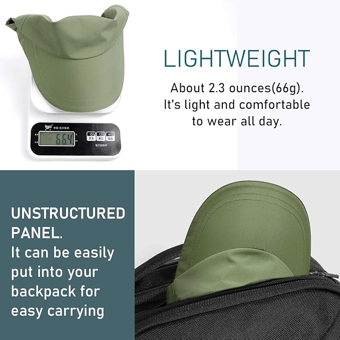 Mens Water-Resistant Baseball Cap Womens Rain Hat Foldable Outdoor Running Sun Fishing hat