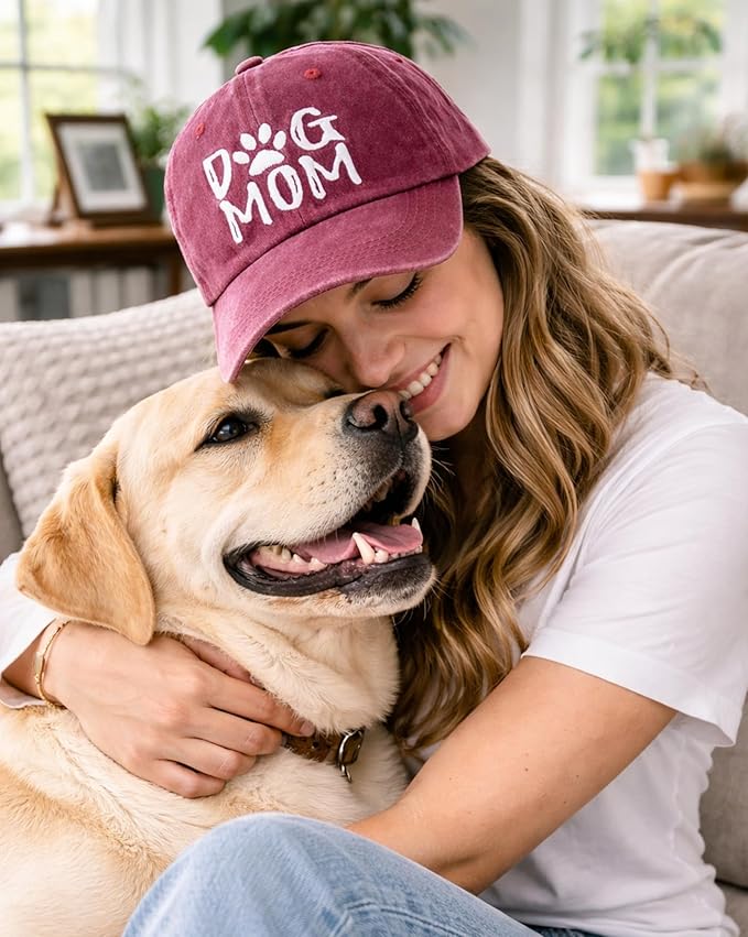 Waldeal Women's Embroidered Dog Mom Hat Adjustable Denim Baseball Cap
