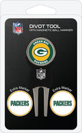 Team Golf NFL Divot Tool with 3 Golf Ball Markers Pack, Markers are Removable Magnetic Double-Sided Enamel