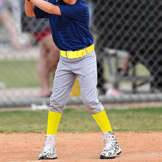 Dxhycc Youth Baseball Socks and Belt Combo Set Softball Baseball Socks and Elastic Waist Belt for Youth Boys Girls