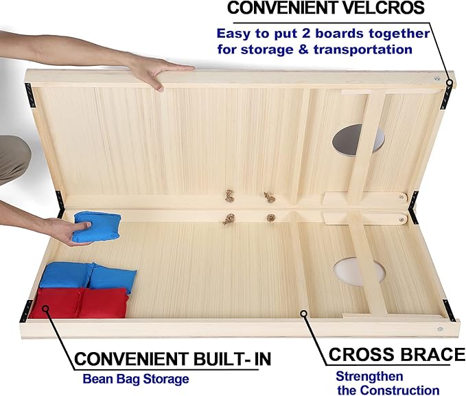 Solid Wood Vintage Cornhole Game Set, Two 4'x2'Cornhole Boards, 8 Cornhole Bags - Image 4