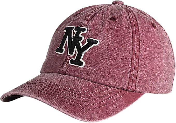 NY 3D Embroidered Cotton Dad Hat – New York Baseball Cap, Adjustable Metal Buckle Strap, Unstructured Low-Profile Style