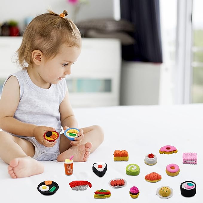 72 Pcs Assorted Food Pencil Erasers Toy Set, Cake Dessert Fruit Puzzle Erasers - Image 7