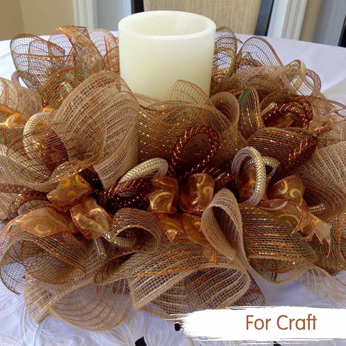TONIFUL 2 Rolls 10 Inch Burlap Natural Decorative Mesh Ribbon Rolls, Christmas - Image 6