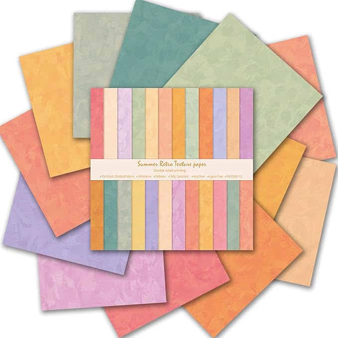 Scrapbook Paper 12x12 Solid Colors, 24 Sheets/24 Designs Double-Sided Colorful by Unknown