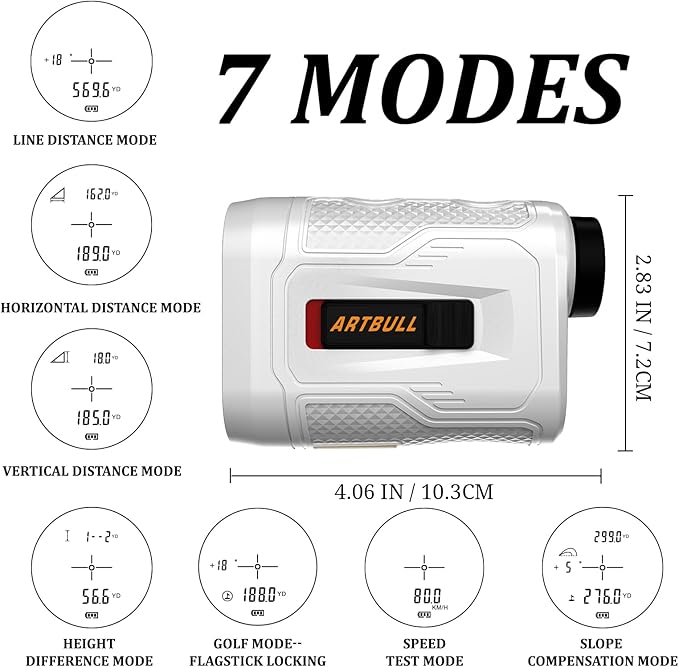 Golf Laser Rangefinder 6X Magnification with Slope Switch Built-in Magnet, Flag Lock Vibration, USB-C Rechargeable