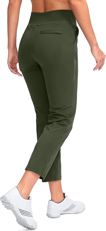 YYV Women's Golf Pants Stretch Work Ankle Pants High Waist Dress Pants with Pockets for Yoga Business Travel Casual