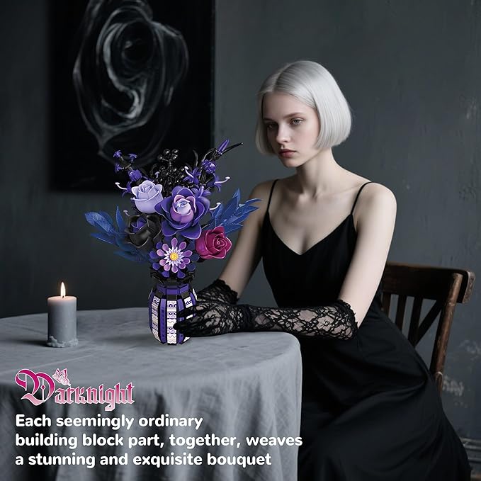 Flowers Bouquet Building Set Roses Purple Compatible - Image 5