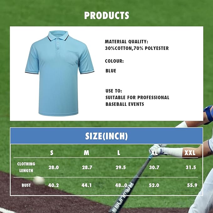 redgino 5Pcs Men’s Baseball/Softball Umpire Gear Shirt Ball Bags Clicker Hat Brush Referee Accessories Sets Jersey Kit