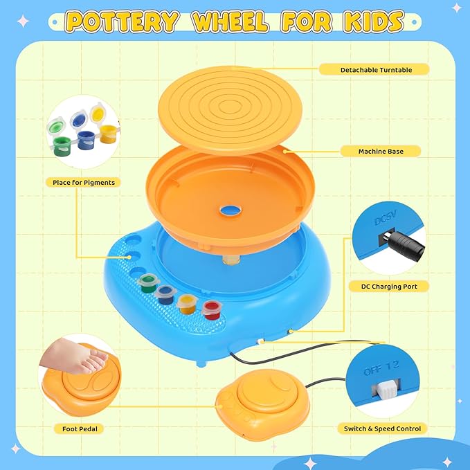 Pottery Wheel for Kids– Complete DIY Pottery Painting Kit for Ages 8-12 - Image 5