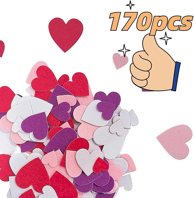 Heart Stickers, Self Adhesive Heart, Felt Decoration - Image 6