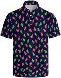 HUURAY Funny Golf Polos for Men Funny Print Short Sleeve Shirts Quick Dry Polo Shirts Hawaiian Shirt Performance Golf Outfits