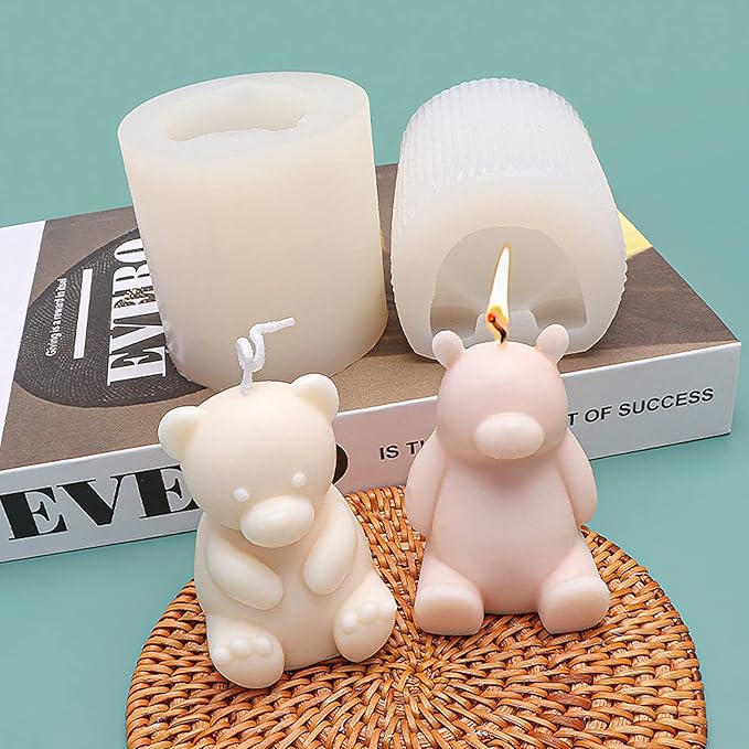 2 pcs Cute Bear Mold Bear Silicone Wave Spiral Candle Mold - Image 5