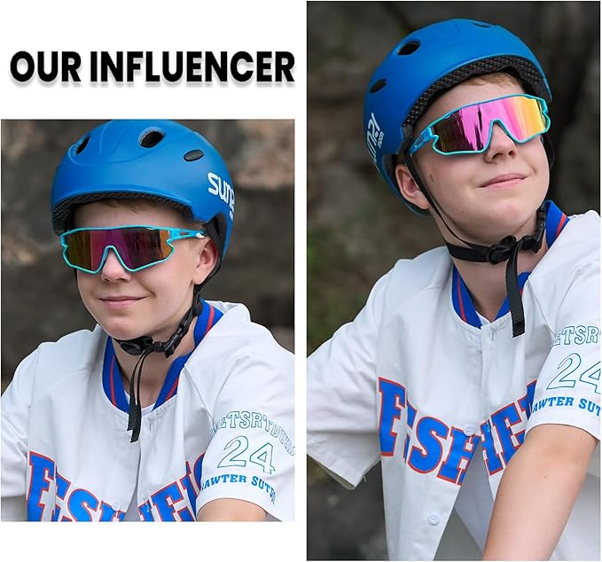 DUCO Kids Sunglasses Youth Baseball Sun Glasses Lightweight TR90 Frame UV400 Sports Cycling Shades for Boys Girls DK268