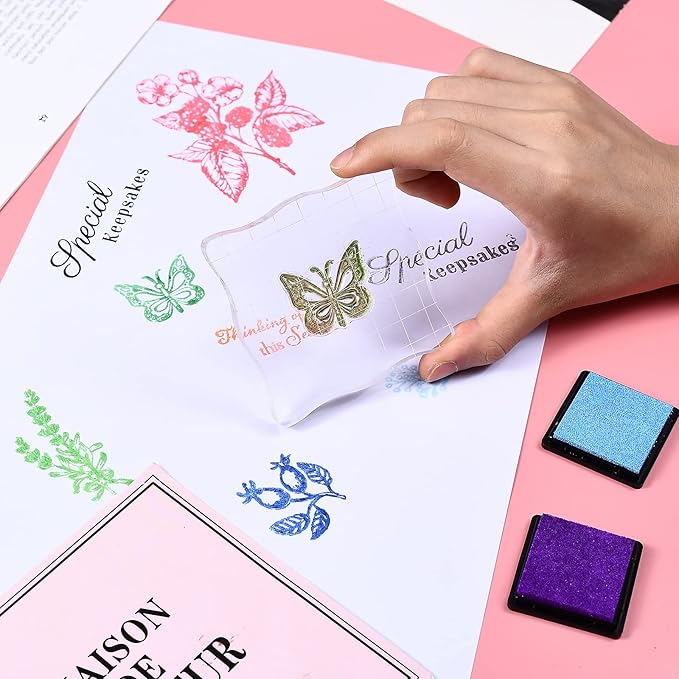 7 Pieces Clear Stamp Blocks, driew Clear Acrylic Stamping Blocks Tools Set - Image 6