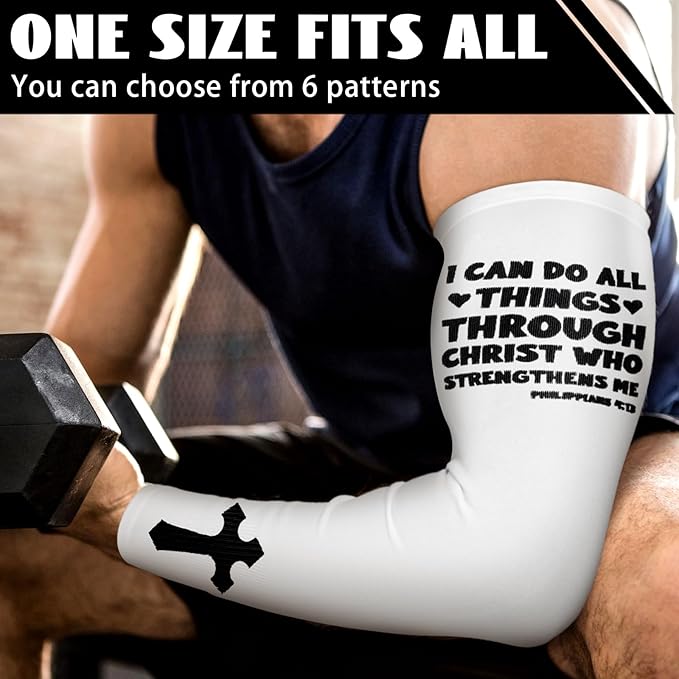 6 Pairs Faith Cross Arm Sleeves Baseball Arm Sleeves Youth Jesus Christian Gifts Bulk for Basketball Accessories