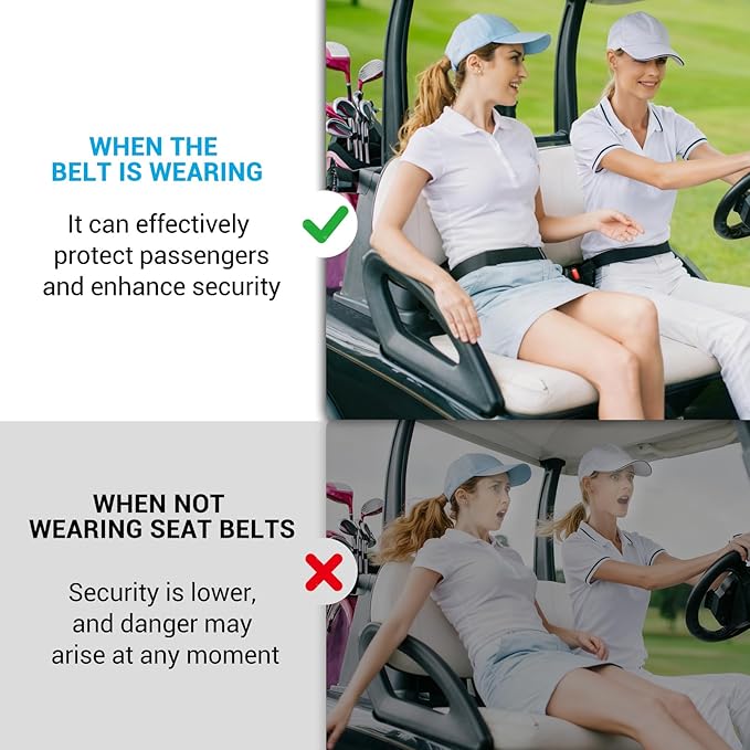 78.74" Retractable Golf Cart Seat Belts, Universal Golf Cart Seat Belts Suitable for Club Car/EZGO/Yamaha Golf Carts, Extended-Length Golf Cart Seat Belts(Set of 2)