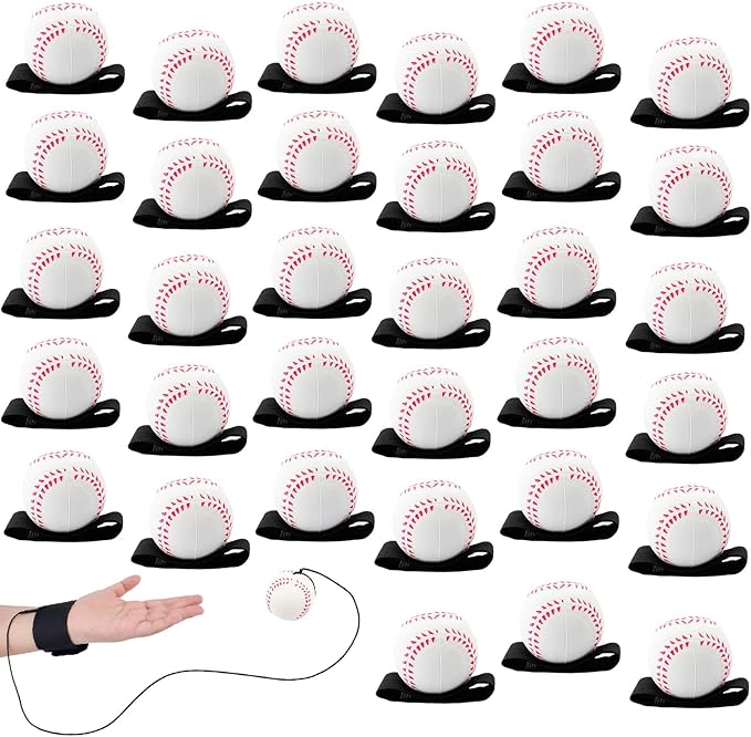 SAYAYA 4/8/16/32 Wrist Return Ball on a String 2.36 Inches Rebound Sport Balls with Elastic Strap Baseball Soccer Tennis Practice Party Favors, Wrist Exercise and Fun Play for Kids & Adults