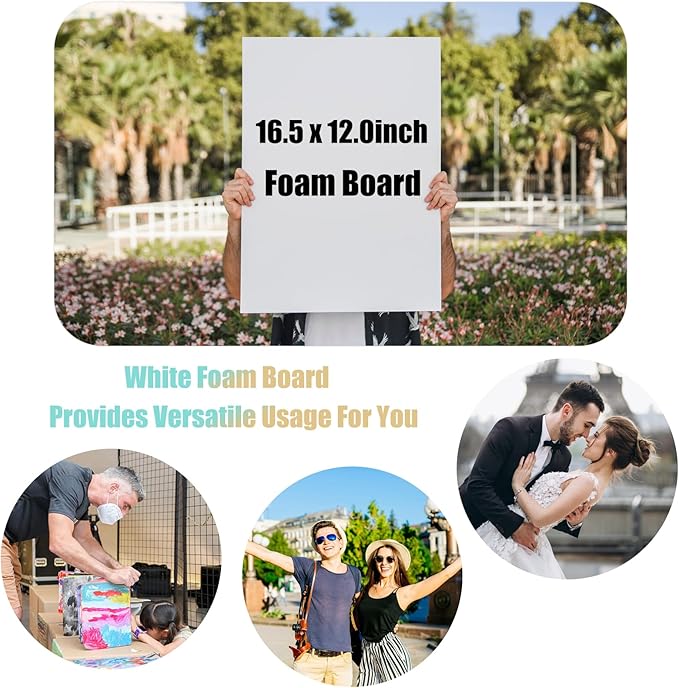 20 Pack White Foam Board 12" x 16.5", 3/16" Thickness Foam Core Baking Board - Image 4