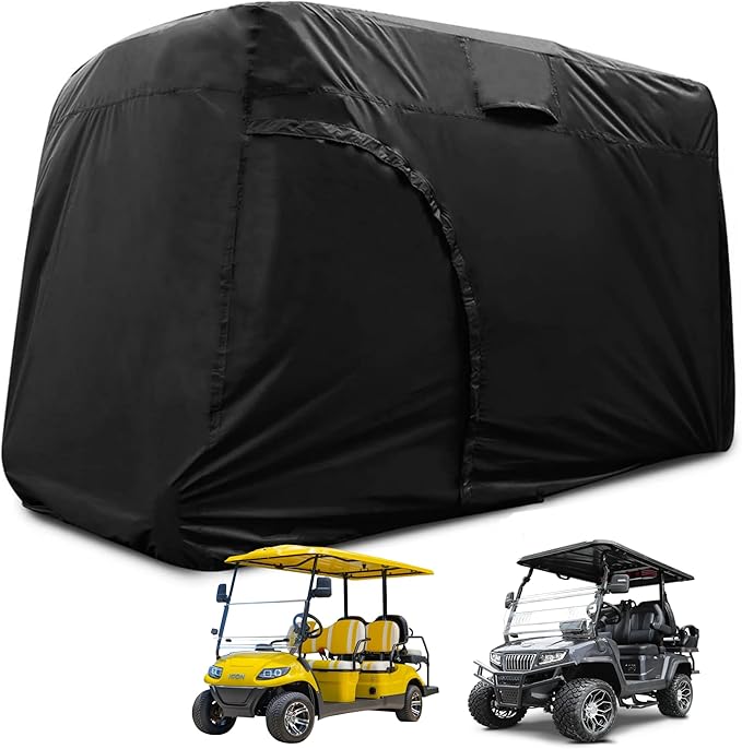 Golf Cart Cover 2/4/6 Passenger, All-Weather Protection Golf Cart Rain Covers, UV Resistant with Windproof Buckle Golf Cart Accessories (Fits for Club Car, for EZGO, for Yamaha)