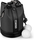 T-carbon Travel Gear Professional Valuables Golf Pouch;Bucket Waist Design Bag with Drawstrings;Carbon Fiber and Leather Golf Tee Bag for Glofers Men Women Very Practical Black