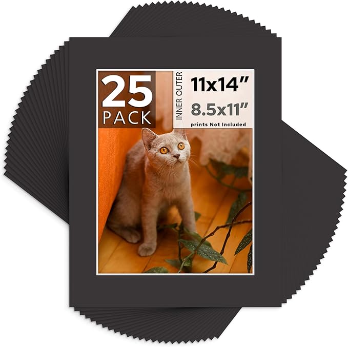 Mat Board Center, 11x14 for 8.5x11 Black Mats by MatBoardCenter