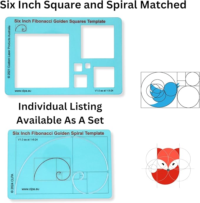 6" Square Stencil Template for Drawing and Drafting: A Fibonacci-Inspired - Image 5